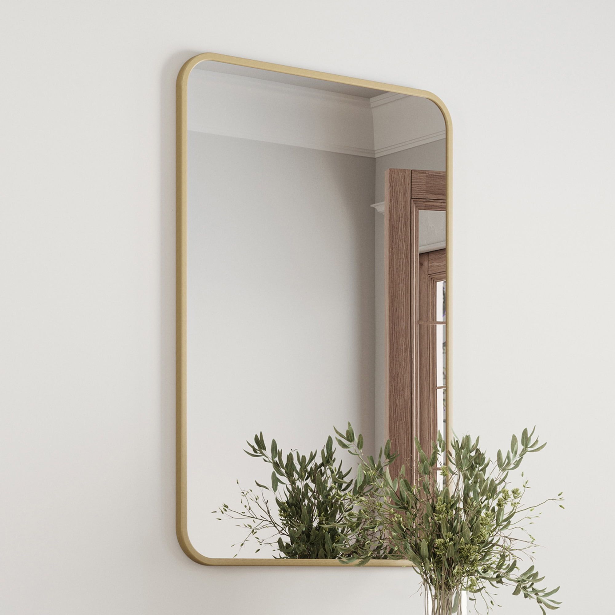 Isla 30-Inch Gold Framed Rectangular Wall Mirror