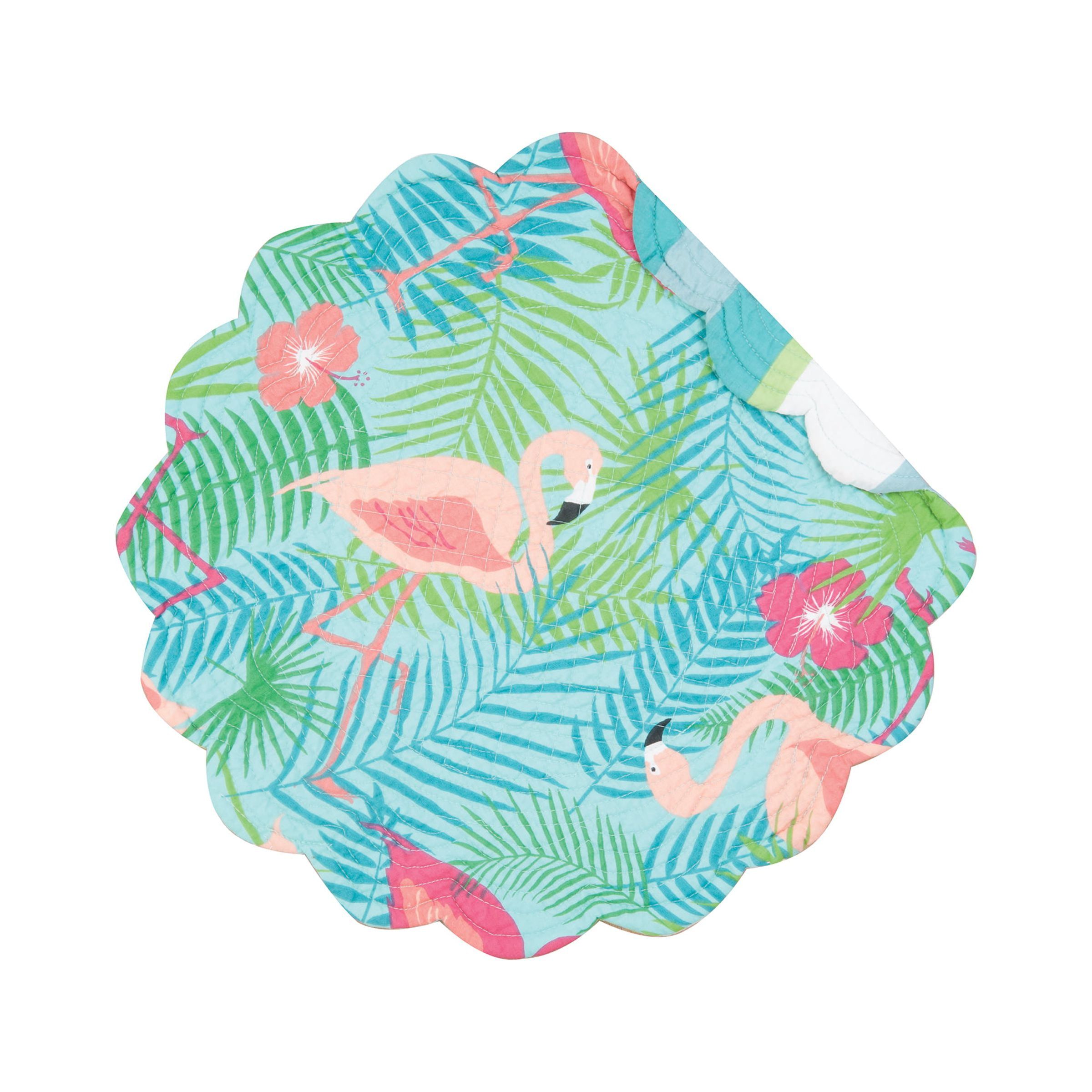 Isla Tropics Aqua and Pink Cotton Round Placemat