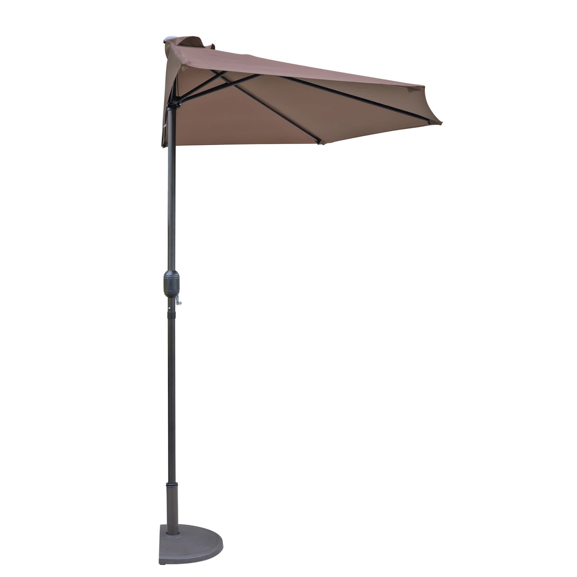 Lanai 9-ft Brown Polyester Half Patio Umbrella