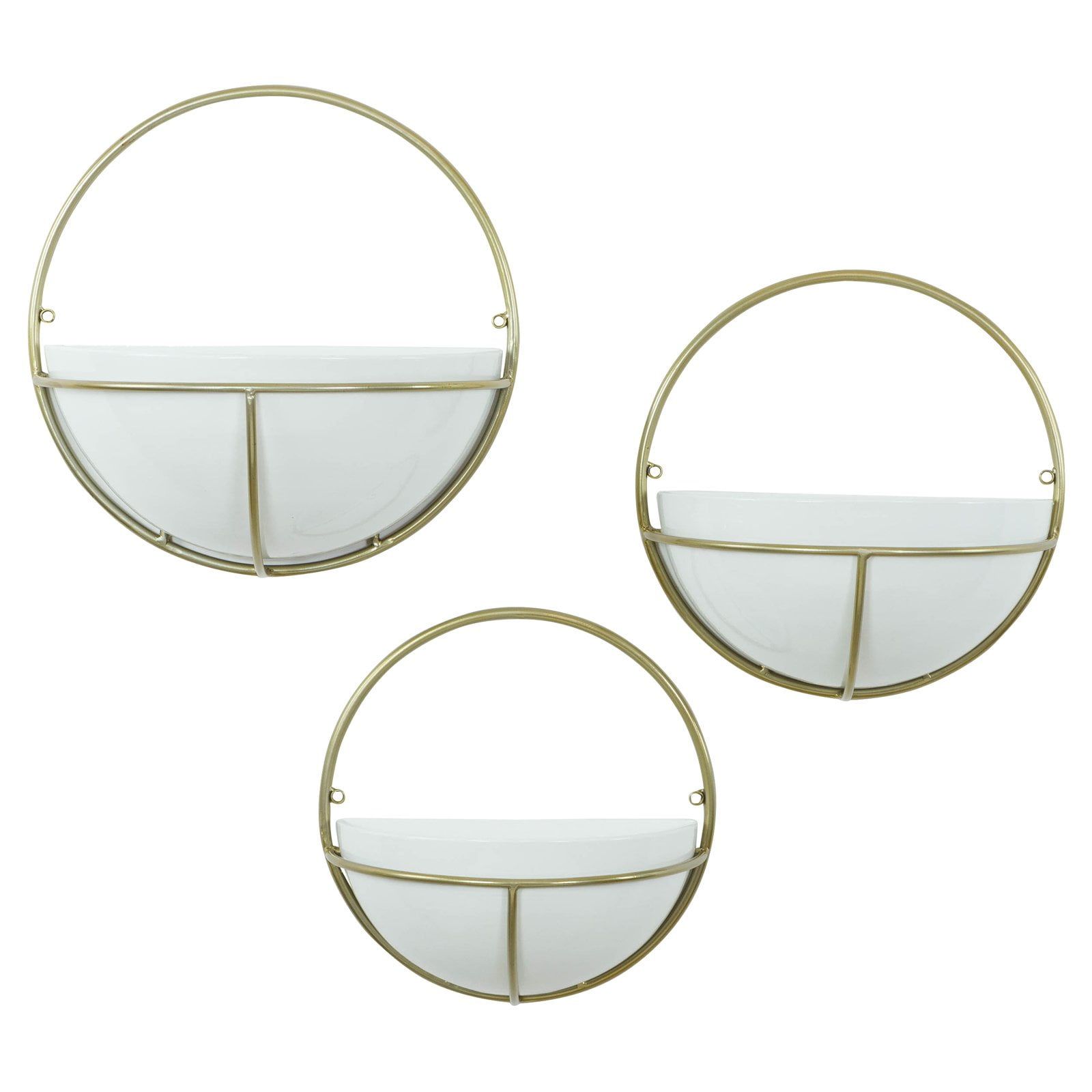 Isley Modern White and Gold Metal Wall Planters Set of 3