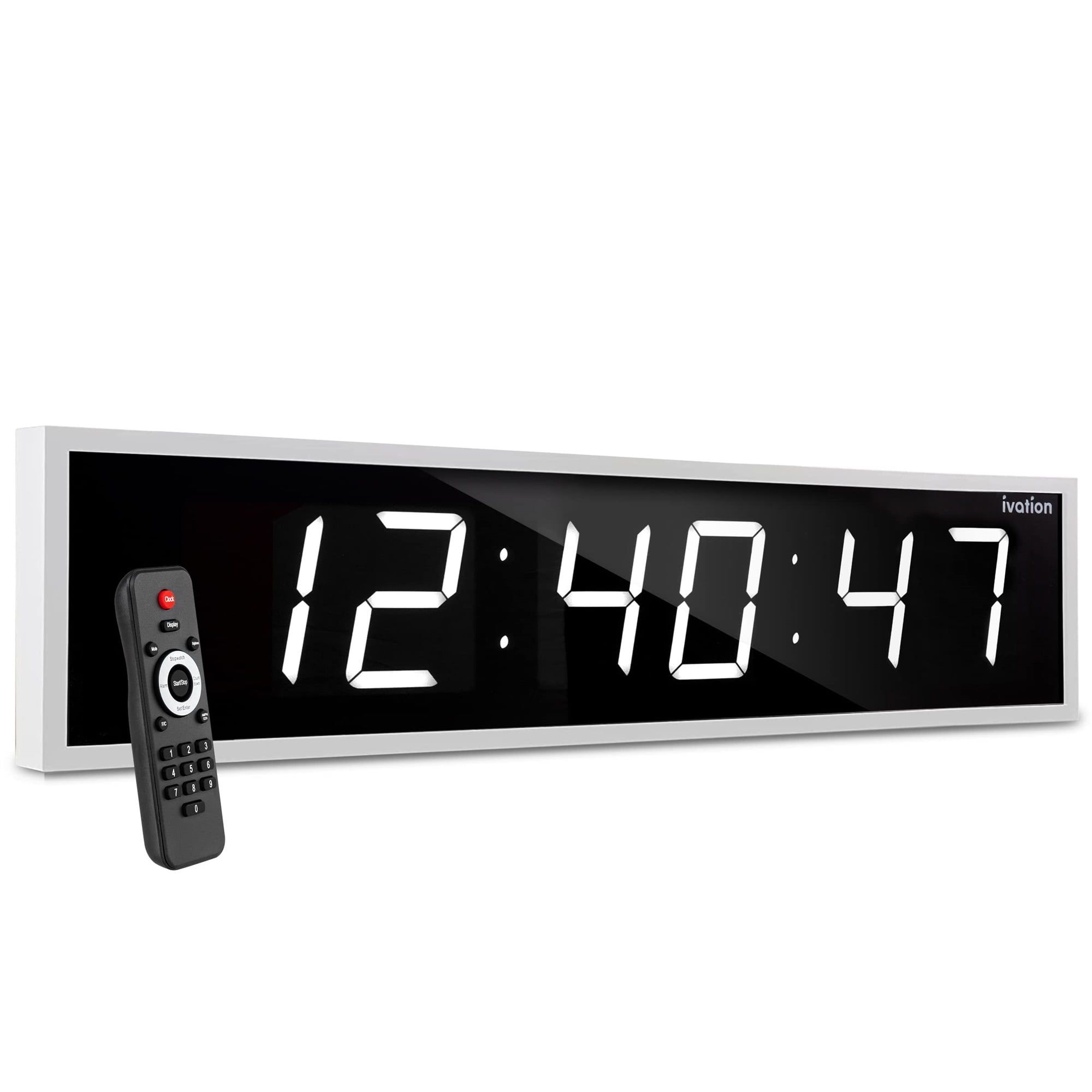 Ivation 60" White Oversized Digital LED Wall Clock with Remote