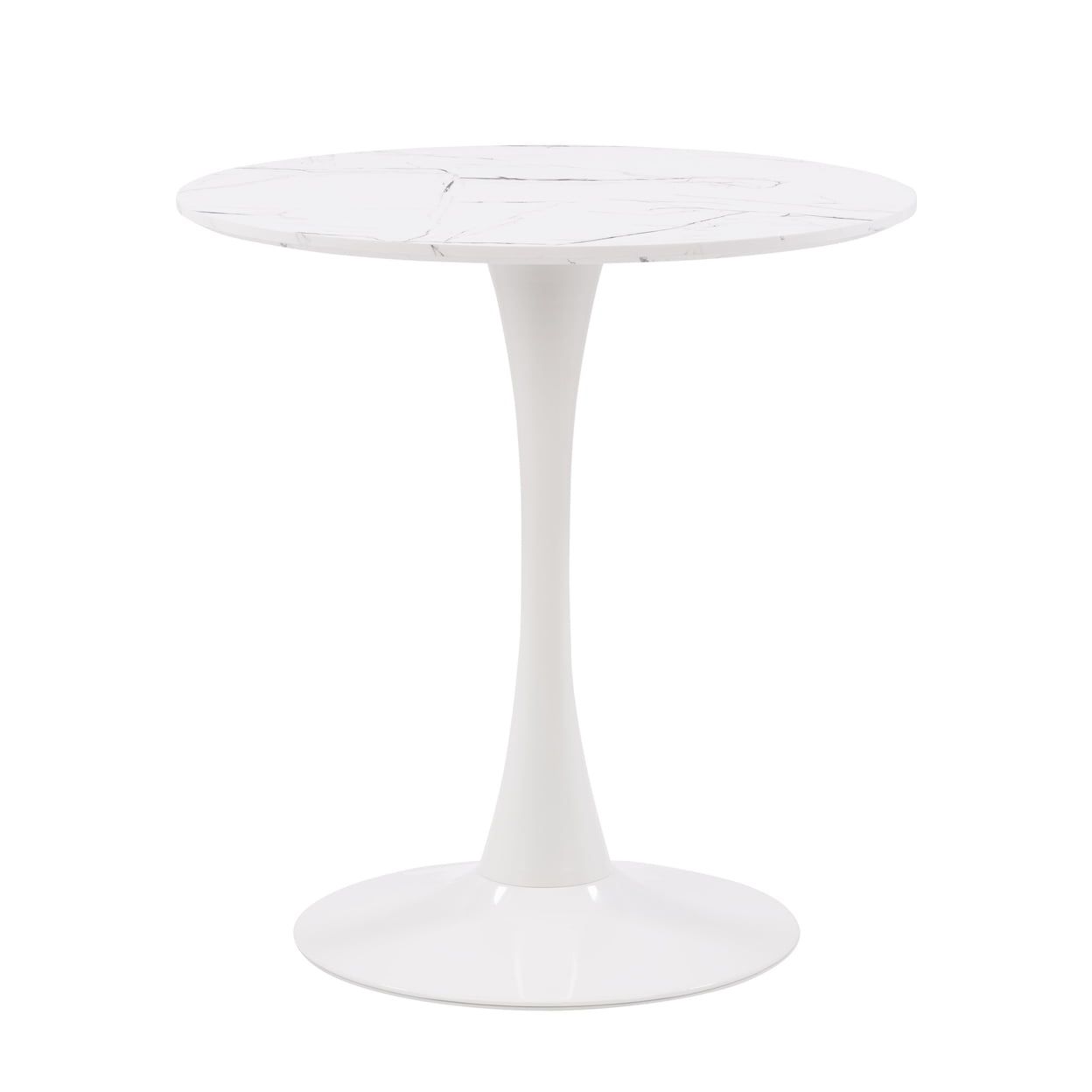 Contemporary Round Marble-Effect Bistro Dining Table