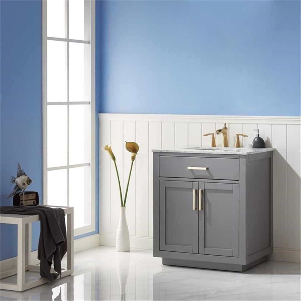 Gray 30" Single Bathroom Vanity with Carrara Marble Top