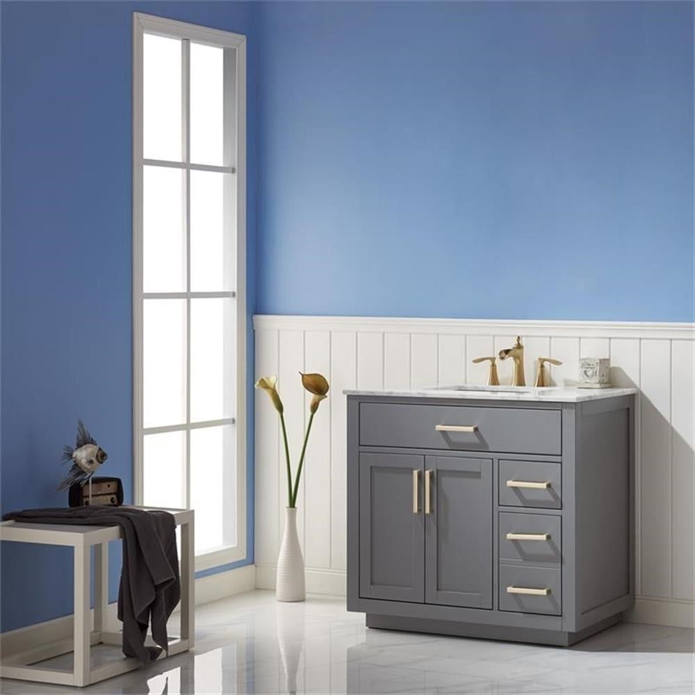 Gray 36" Single Vanity with Marble Countertop