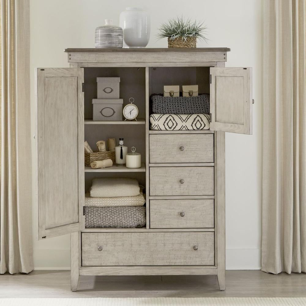 Cream Poplar and Pine Vertical Chest with Felt Lined Drawer