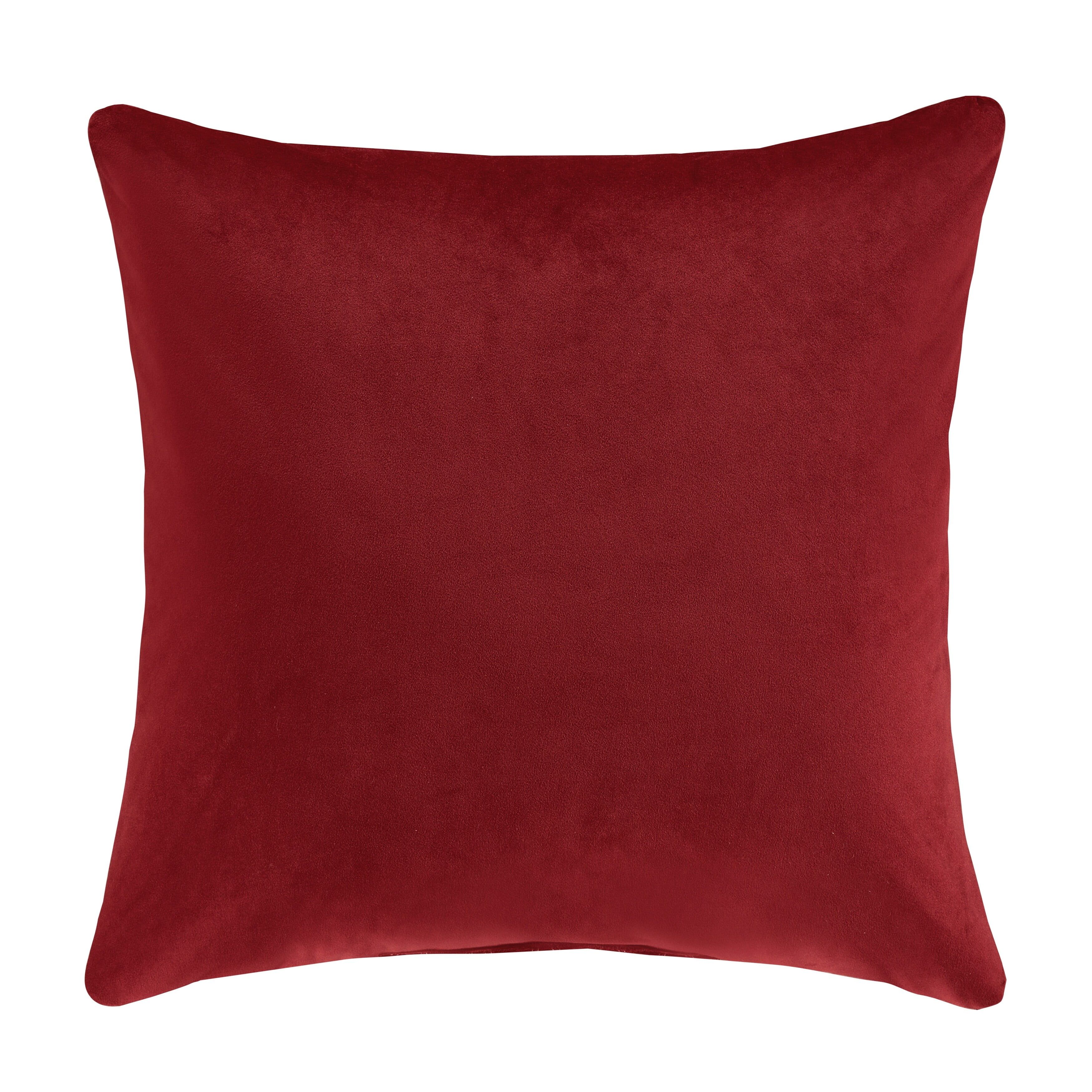 Grandeur Crimson Embroidered Square Throw Pillow Set