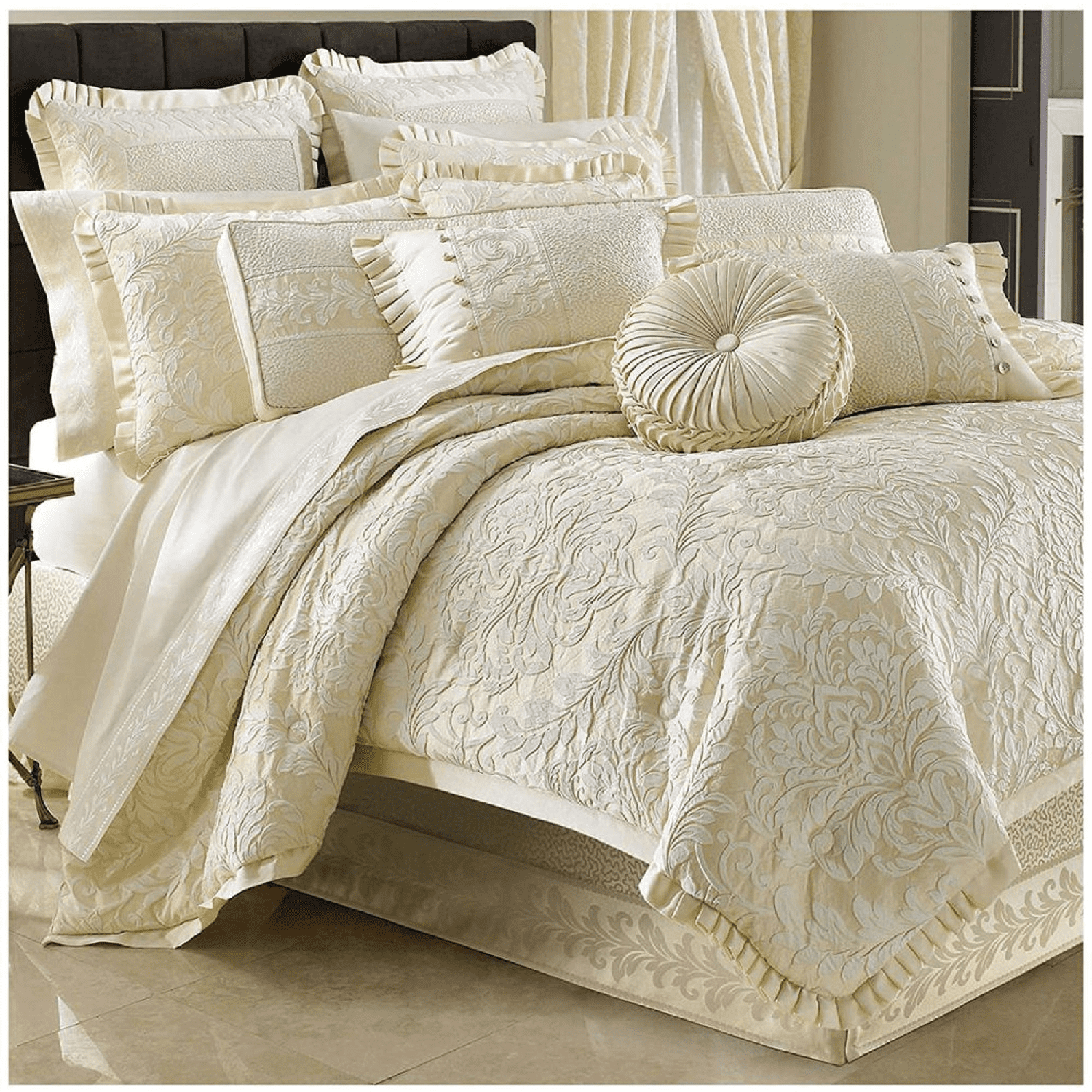 Ivory King French Provincial Comforter Set with Tucks