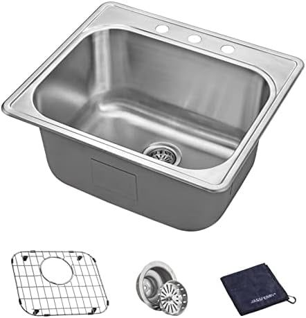 25" x 22" Stainless Steel Single Bowl Kitchen Sink with Accessories