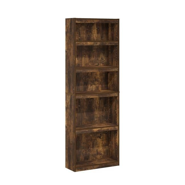 Amber Pine Adjustable 5-Tier Wooden Bookshelf