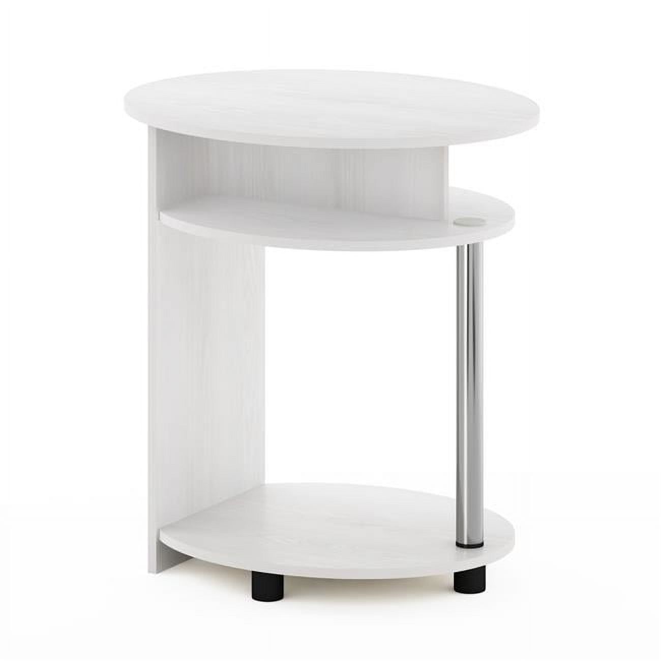 Jaya White Oak & Stainless Steel Oval End Table with Shelves