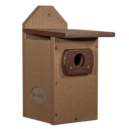 Brown Recycled Poly Lumber Bluebird Bird House with Side Door