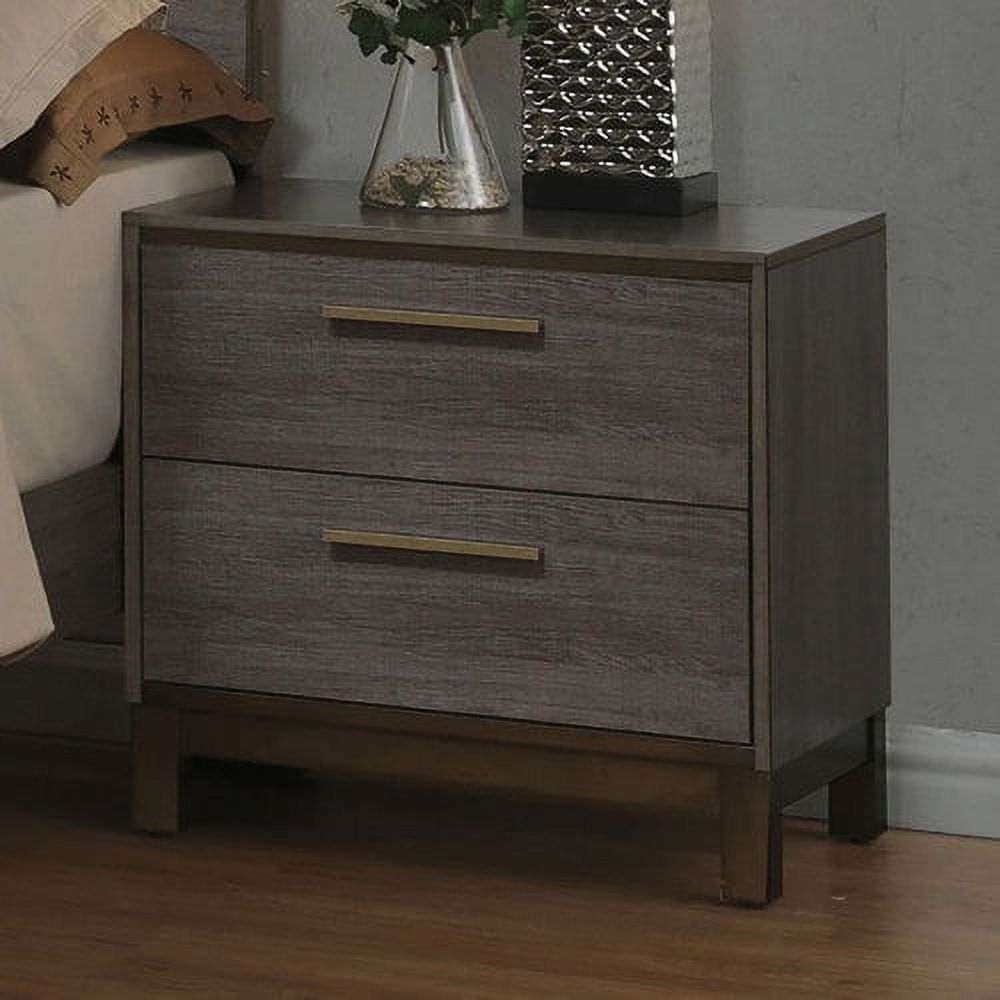 Sleek Gray Solid Wood 2-Drawer Nightstand