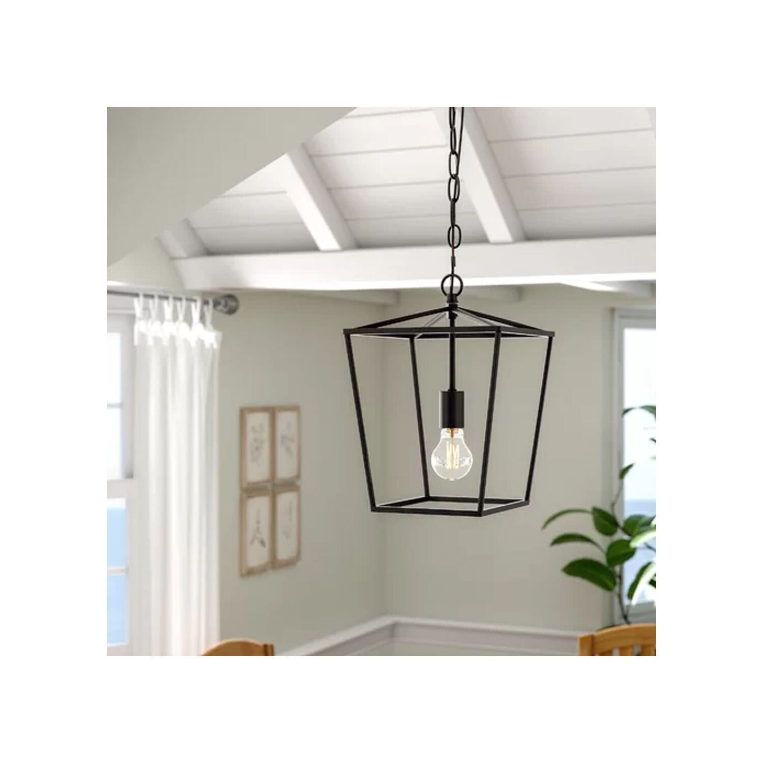 Modern Sophistication Black Geometric Lantern Pendant Light