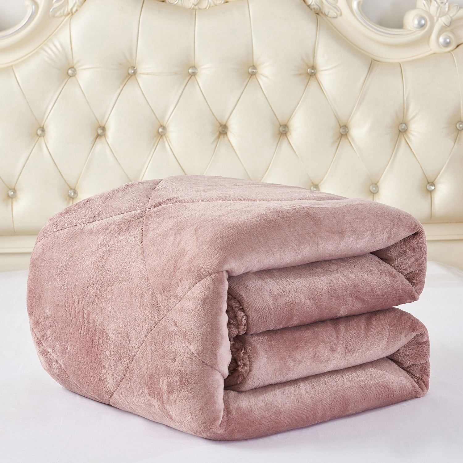 King Woodrose Microfiber Sherpa Plush Comforter Set