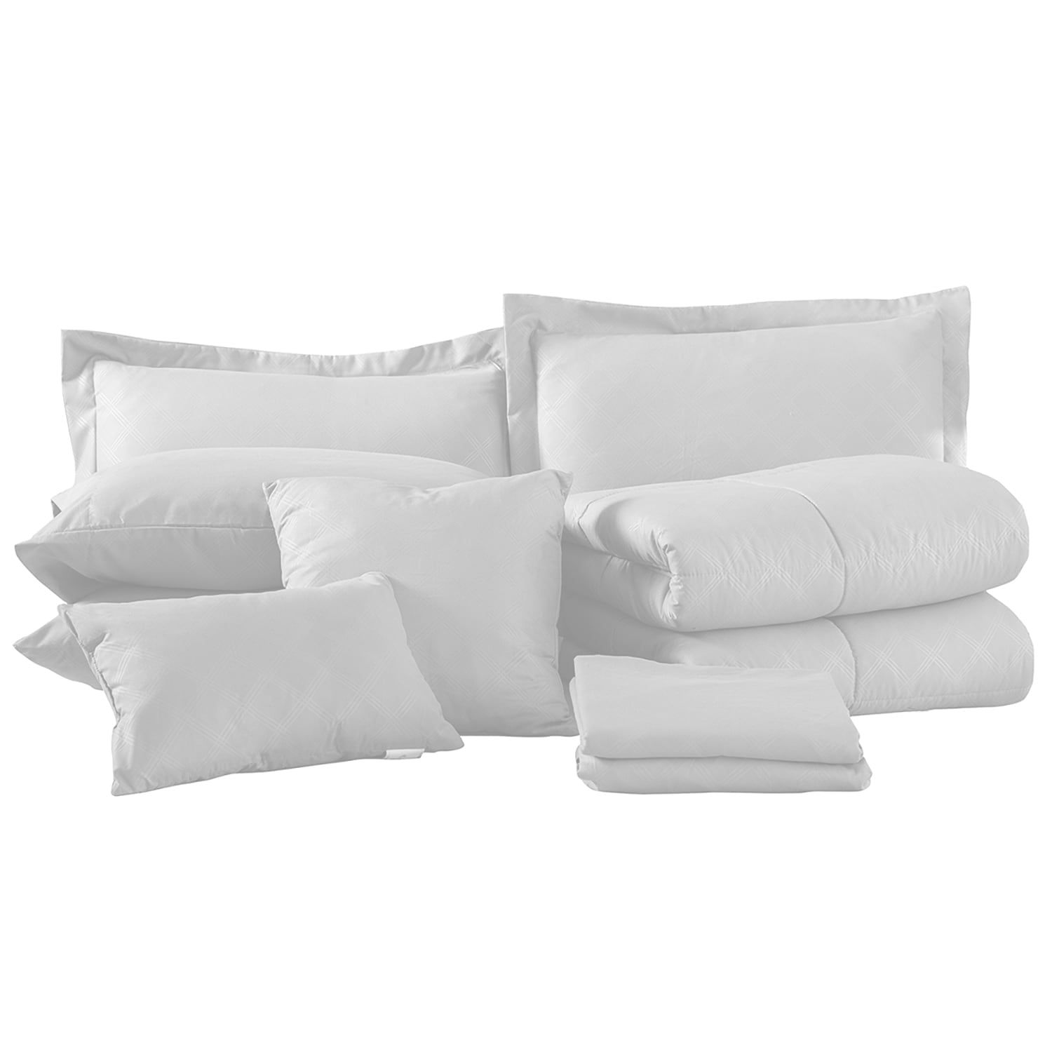 Luxurious White Twin Microfiber 8-Piece Bed in a Bag Set