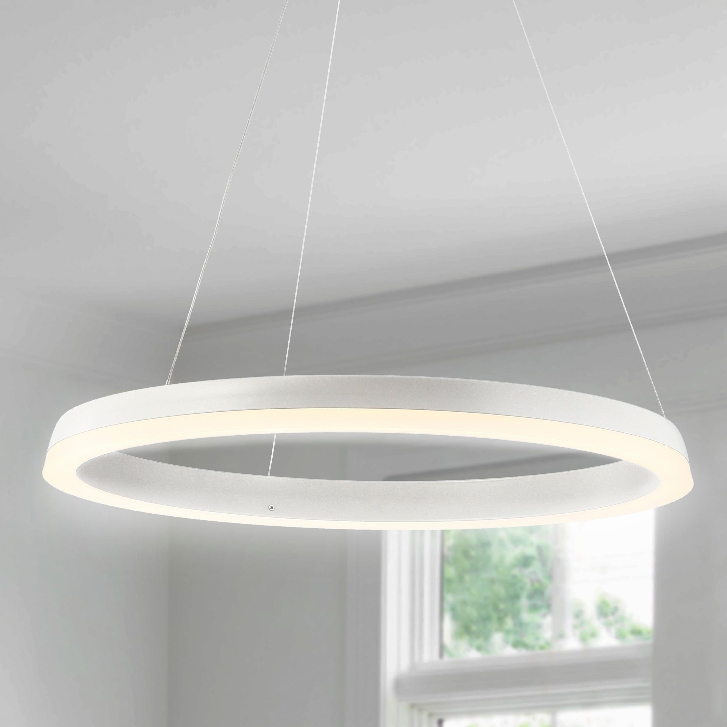 Baxter 72" Adjustable Matte White Aluminum LED Hoop Pendant Light