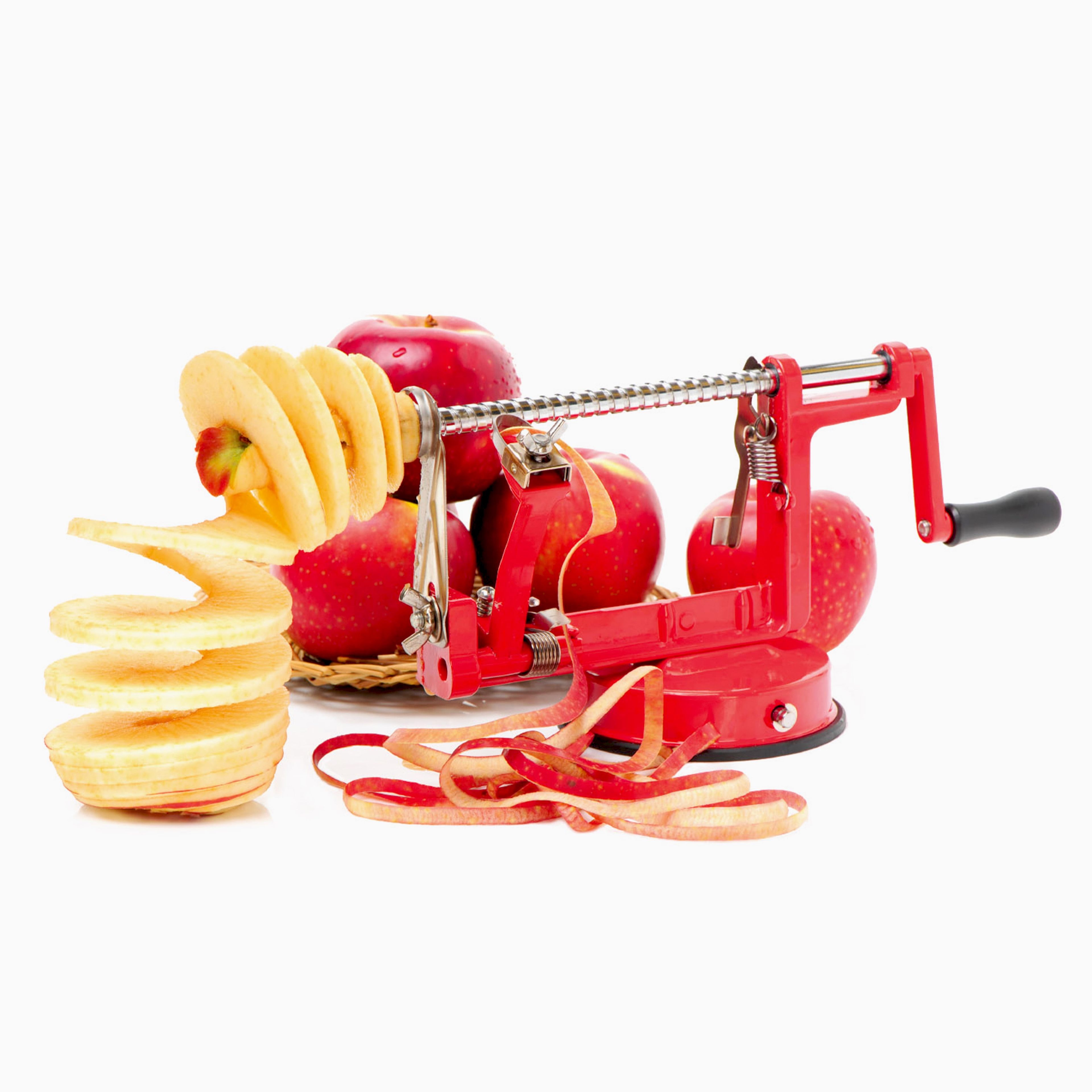 Red Stainless Steel Manual Apple Peeler and Corer