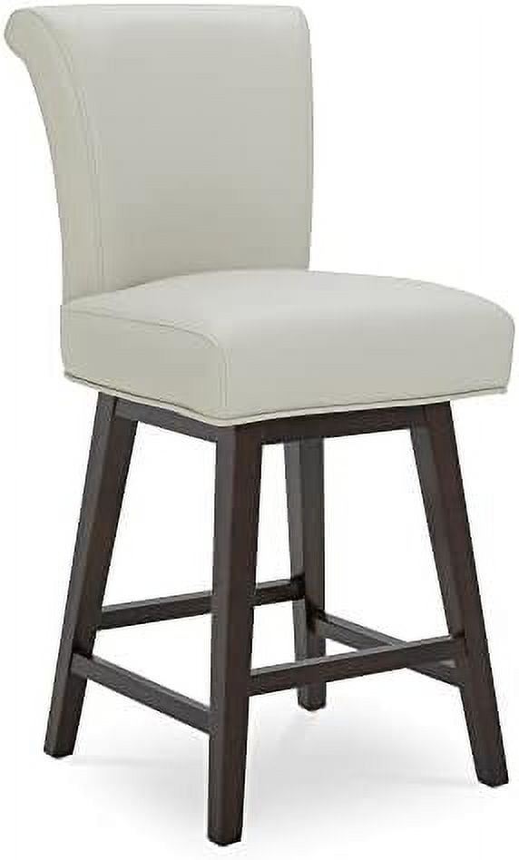 Stone Gray 26" Faux Leather Swivel Barstool with Wood Frame