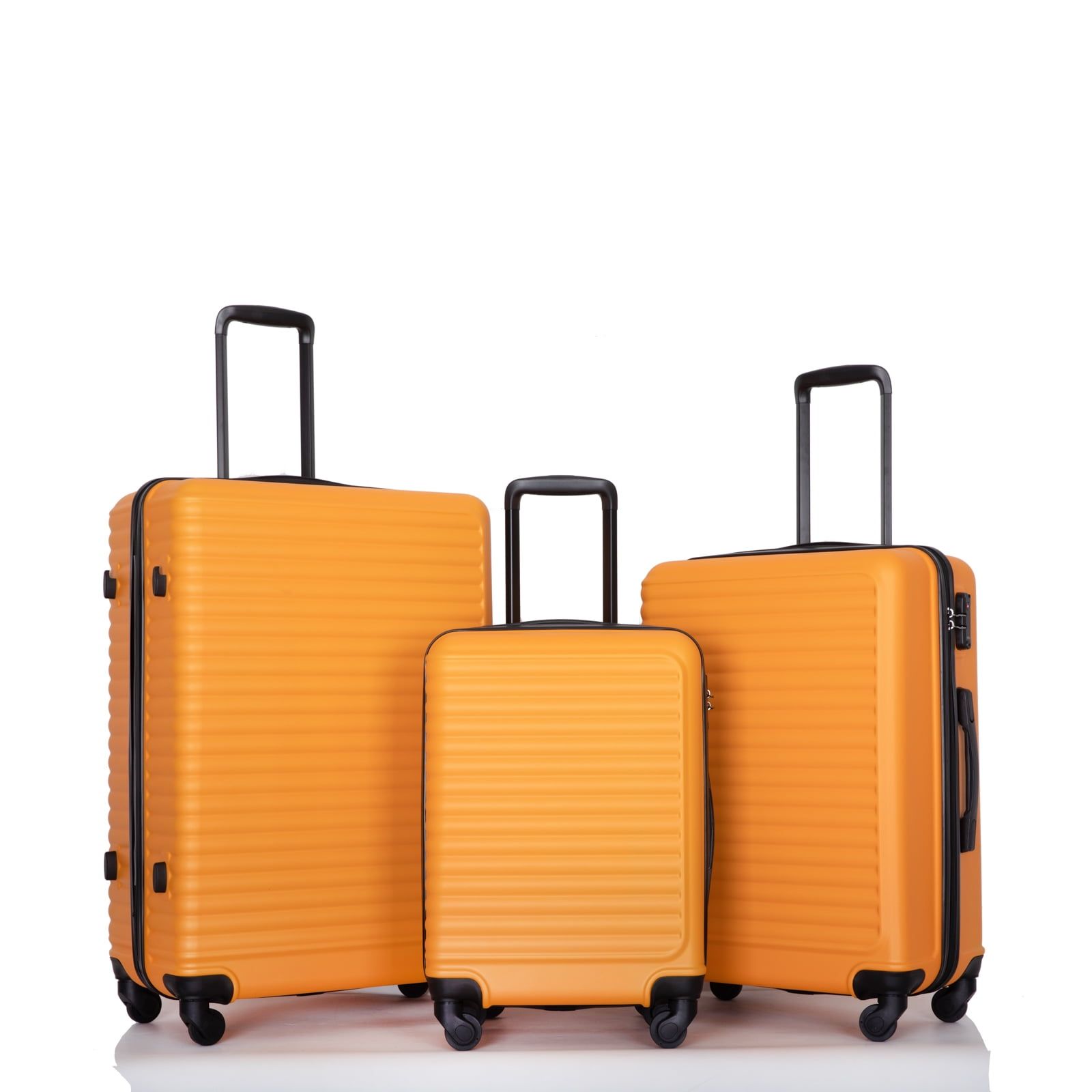 Orange 3-Piece Hard Shell Spinner Luggage Set with TSA Lock