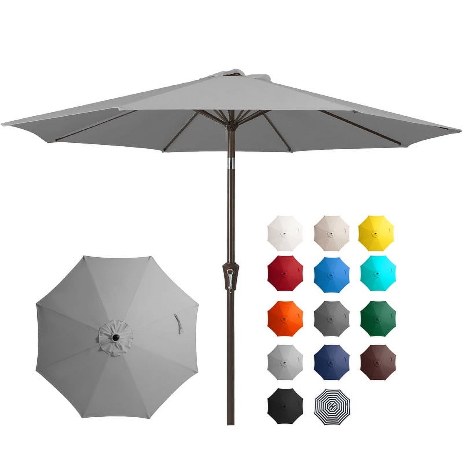 Light Gray 9' Outdoor Patio Market Umbrella with Tilt and Crank