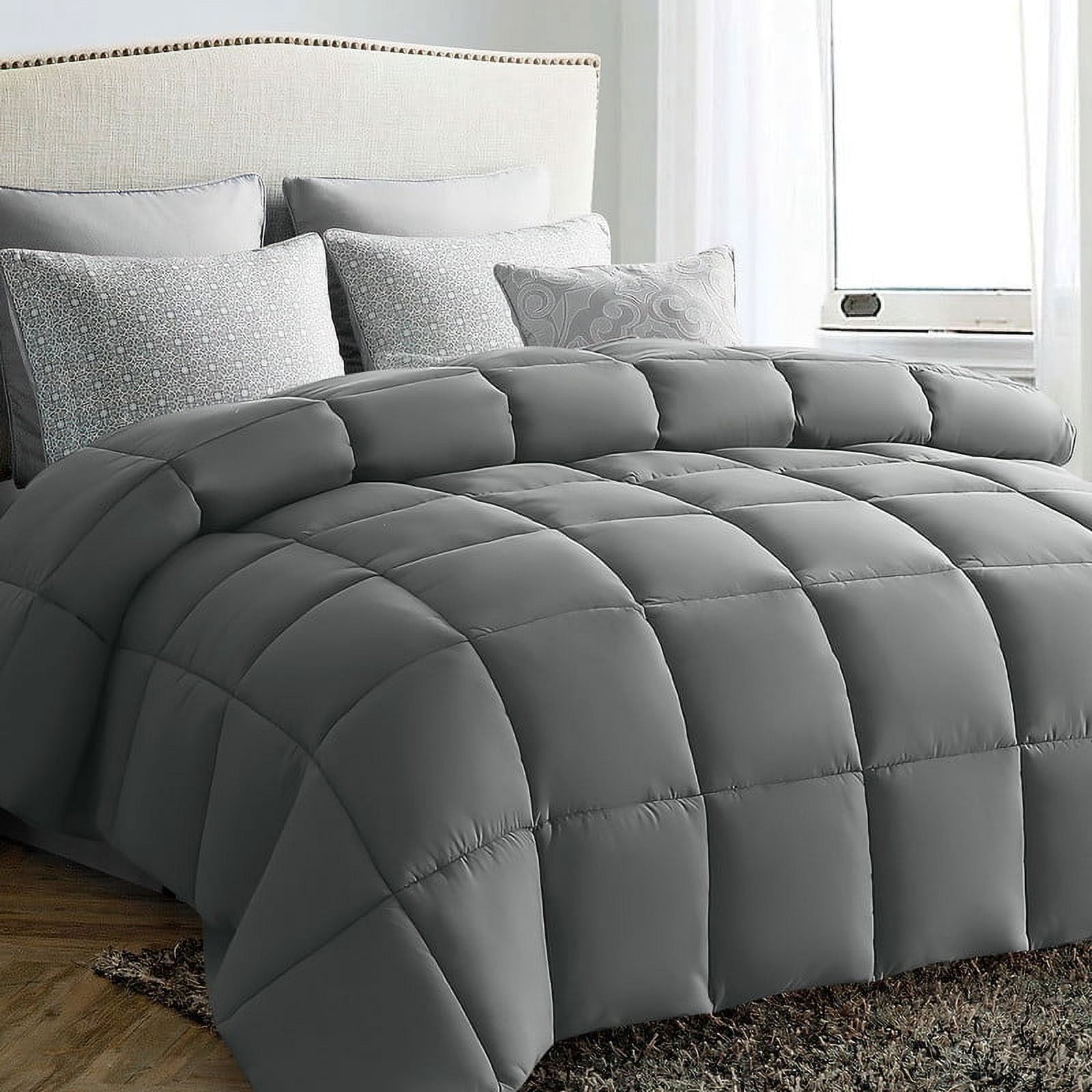 Full Gray Reversible Down Alternative Microfiber Comforter