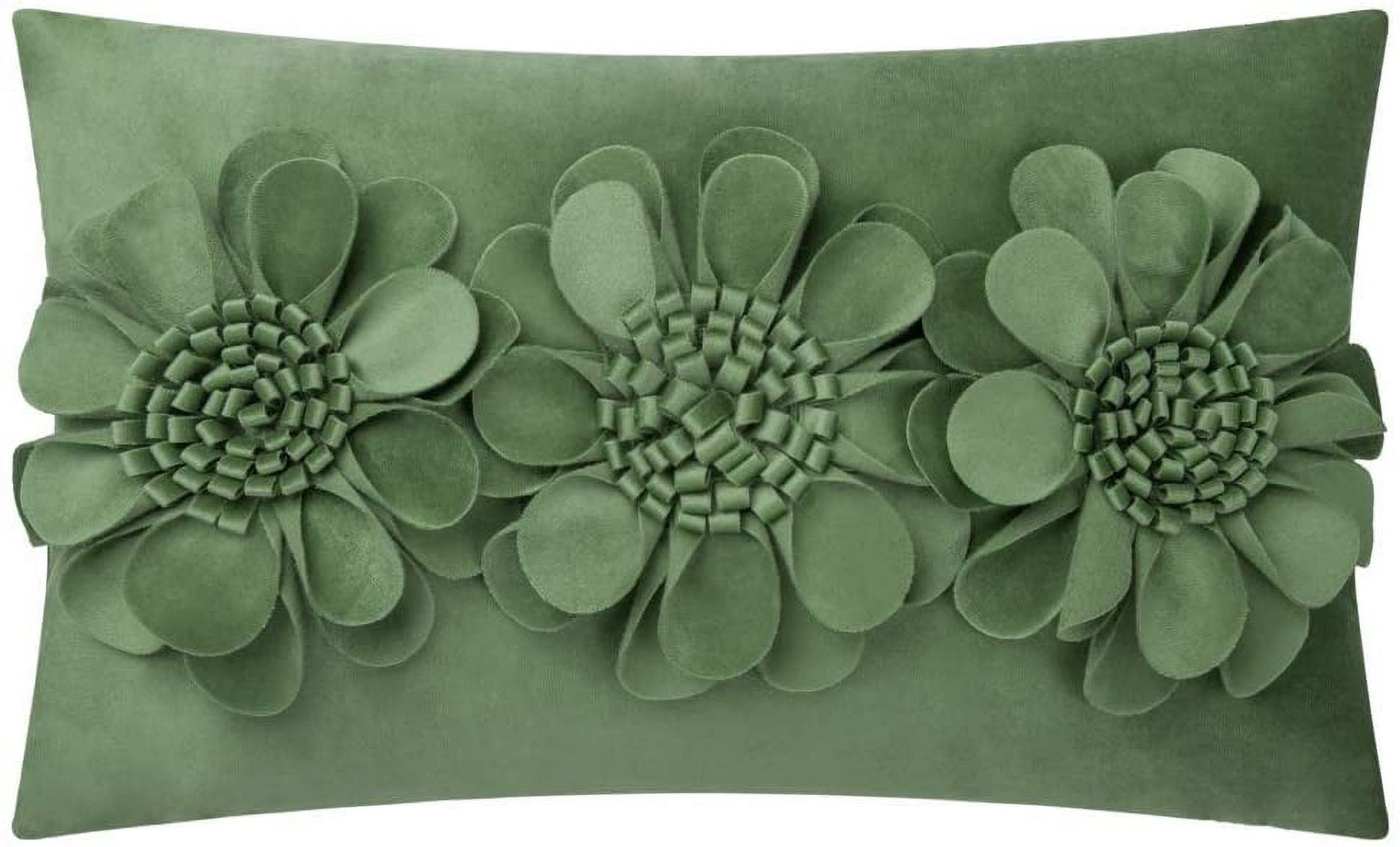 Kids Green Velvet Flower Square Pillowcase
