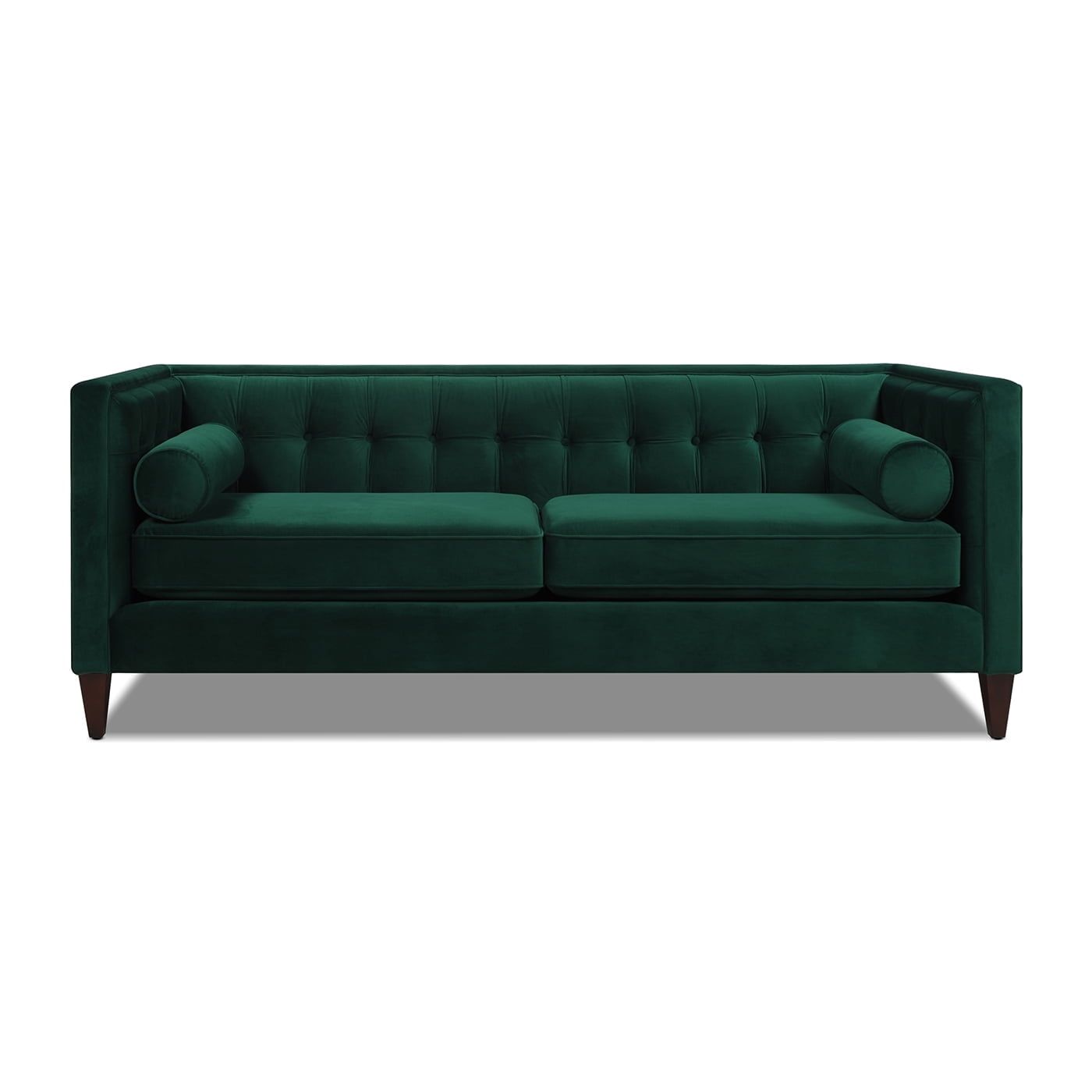 Evergreen Velvet Chesterfield Sofa with Tufted Detail and Wood Frame