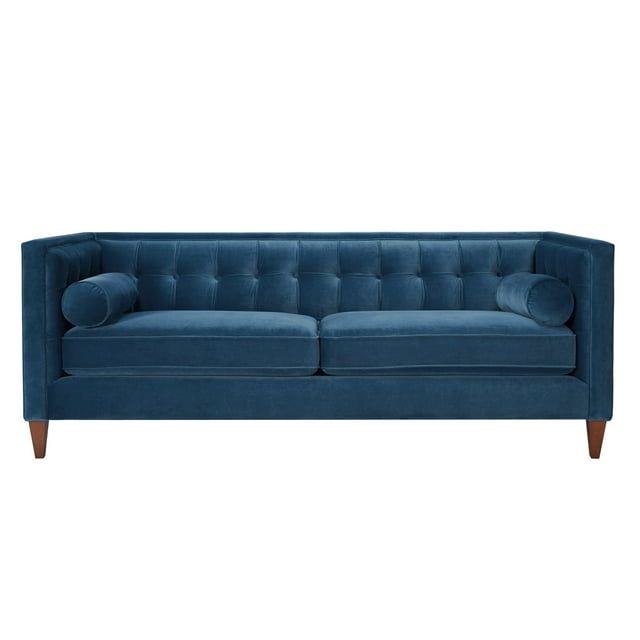 Jack 84" Teal Blue Velvet Tufted Tuxedo Sofa