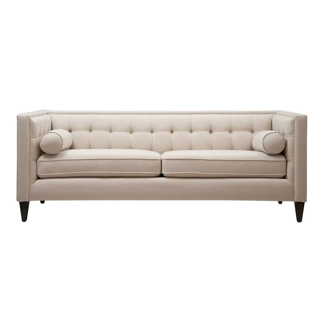 Jack 84" Sky Neutral Beige Velvet Tufted Tuxedo Sofa