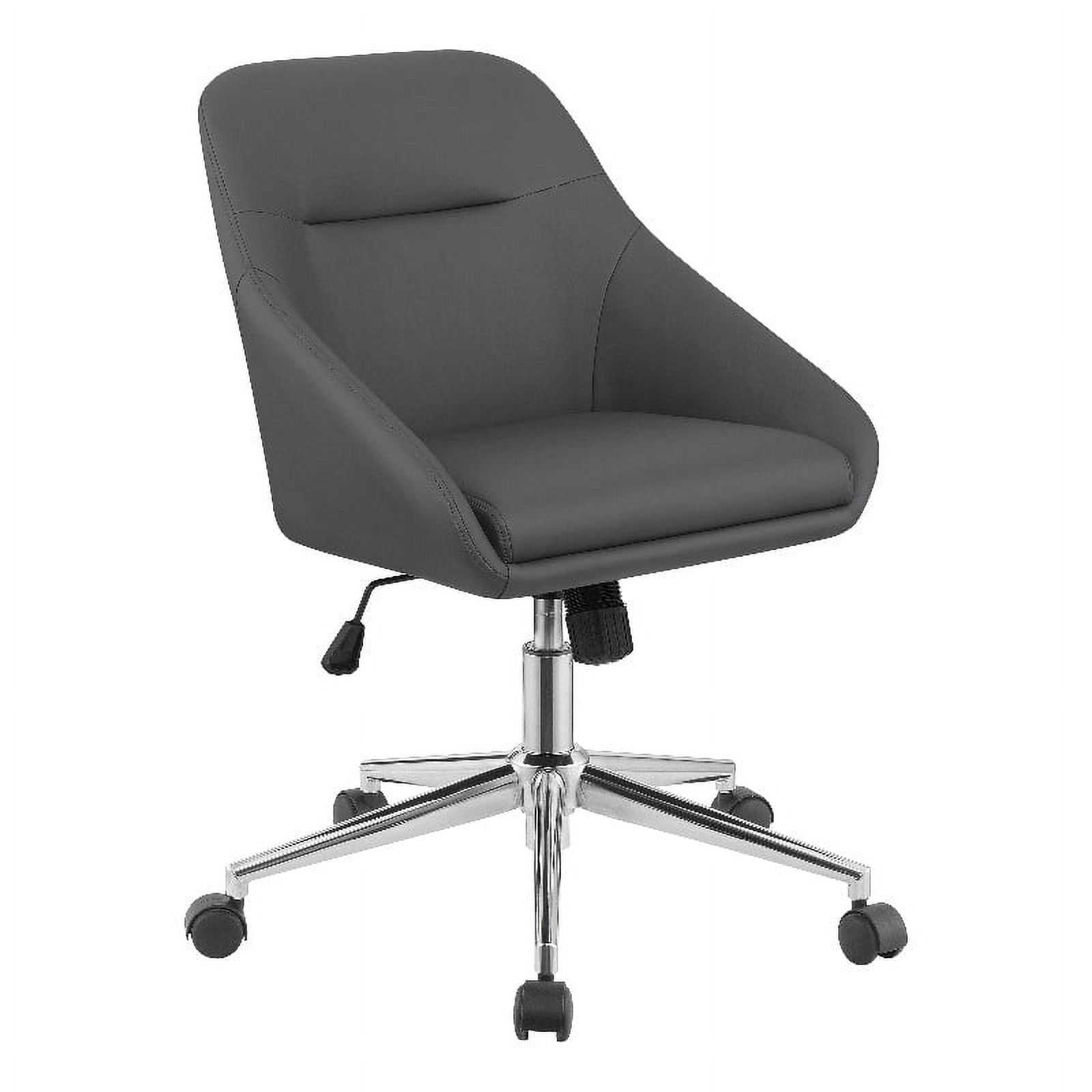 Gray Faux Leather Swivel Desk Chair with Chrome Base