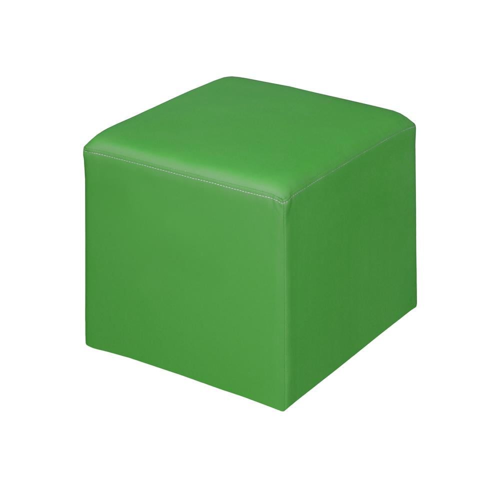 Jacob 15" Square Envy Green Vinyl Ottoman