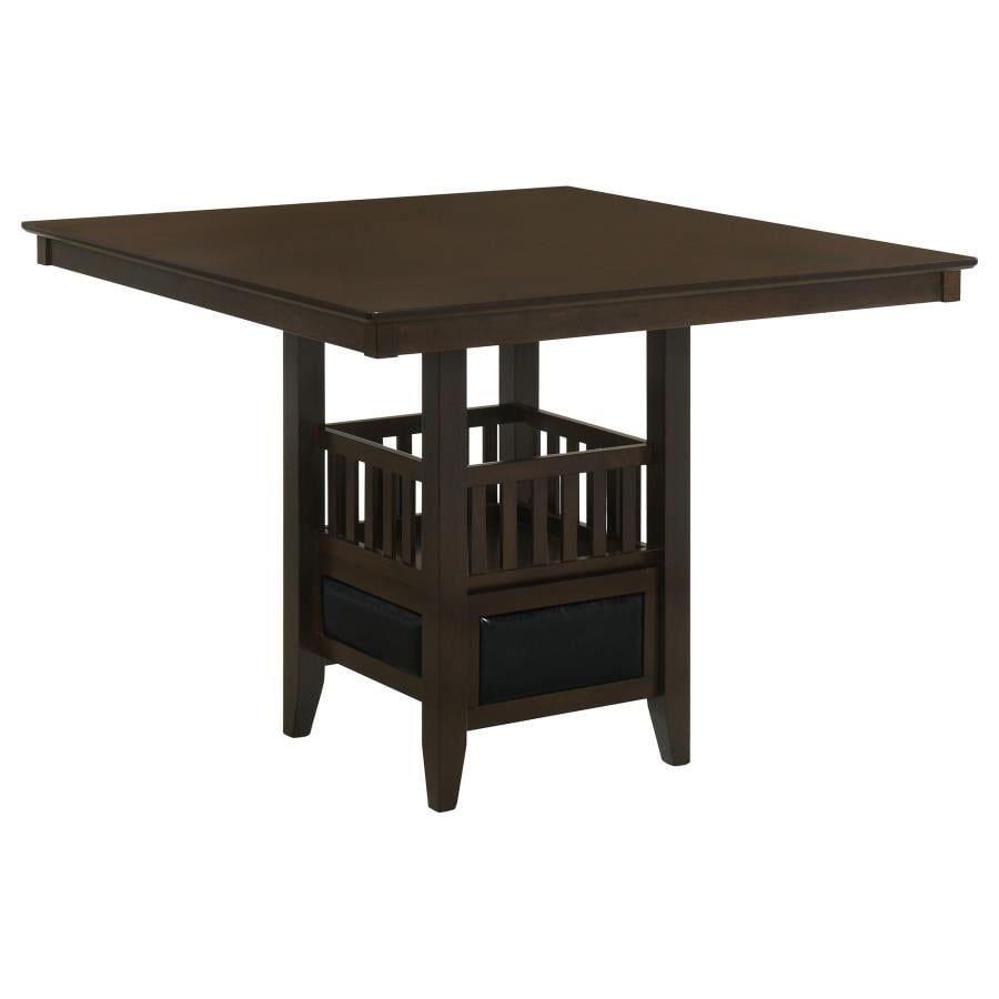 Espresso Square Counter Height Dining Table with Wine Storage