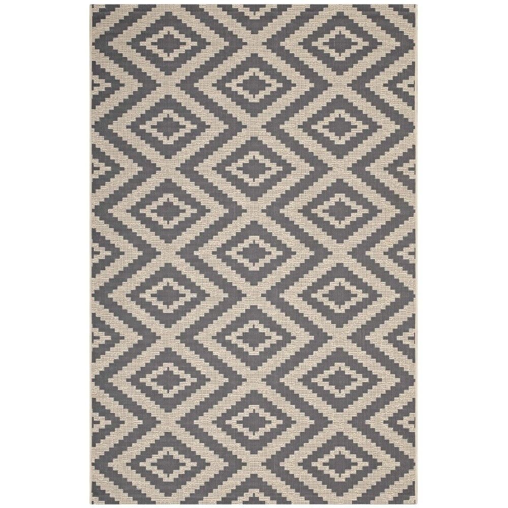 Elegant Geometric Diamond Trellis 5x8 Gray Synthetic Area Rug