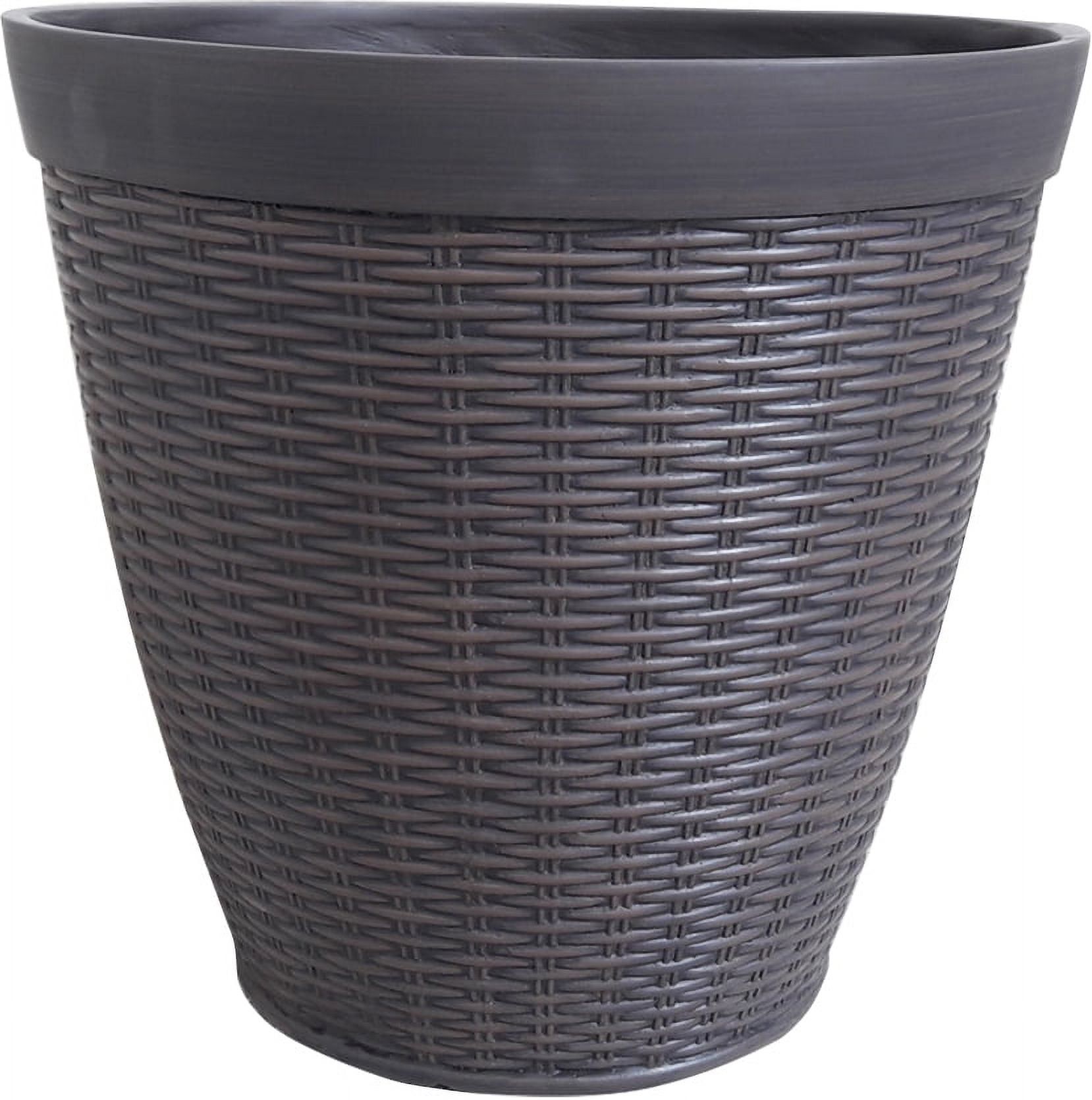 Jamaica Wicker Inspired 16" Round HDR Planter for Indoor/Outdoor