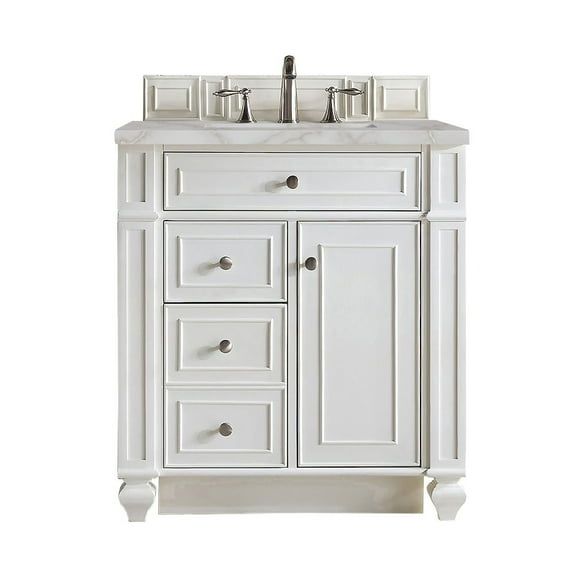 Bright White MDF Single Freestanding Bathroom Vanity with Backsplash
