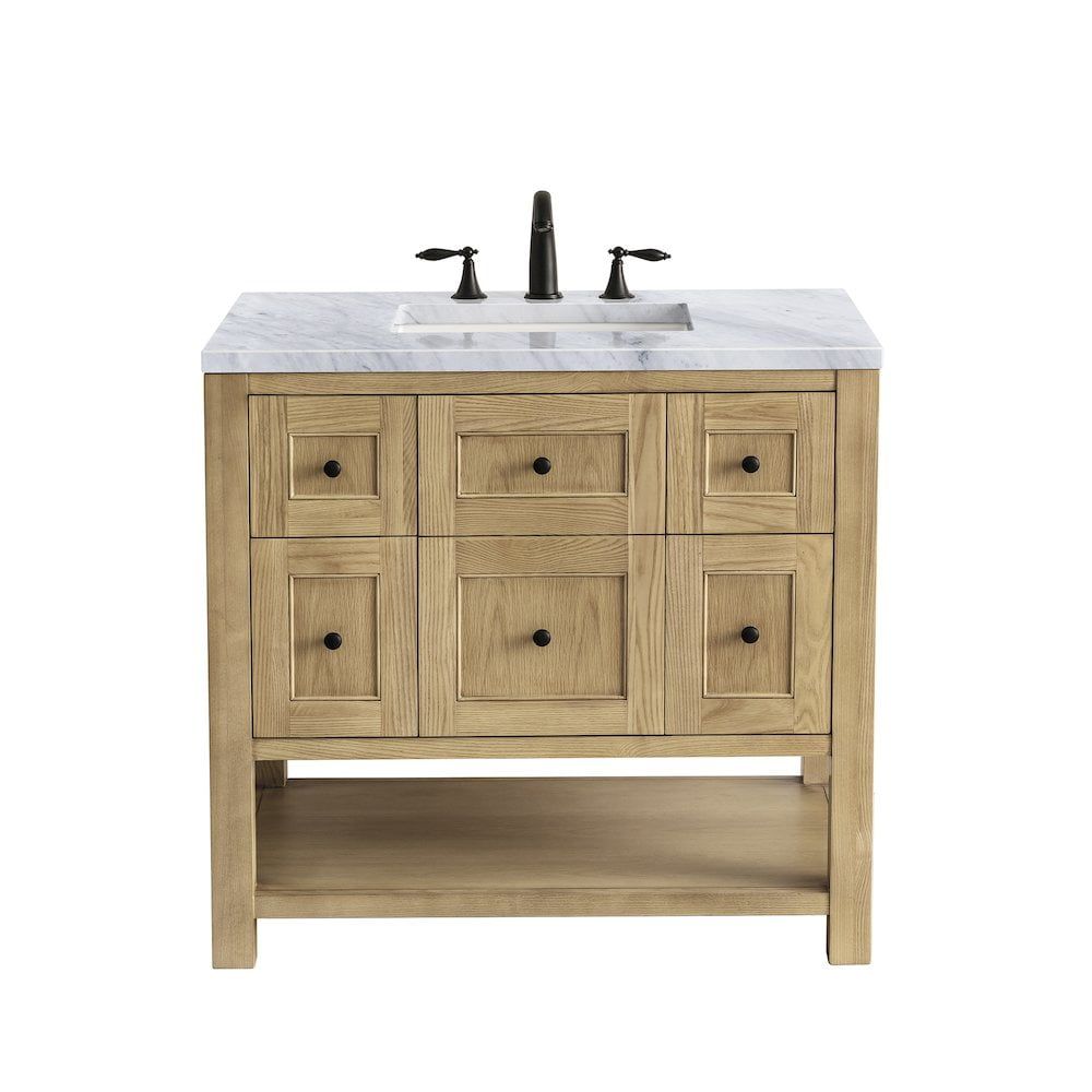 Breckenridge 36" Light Natural Oak Single Vanity with Marble Top