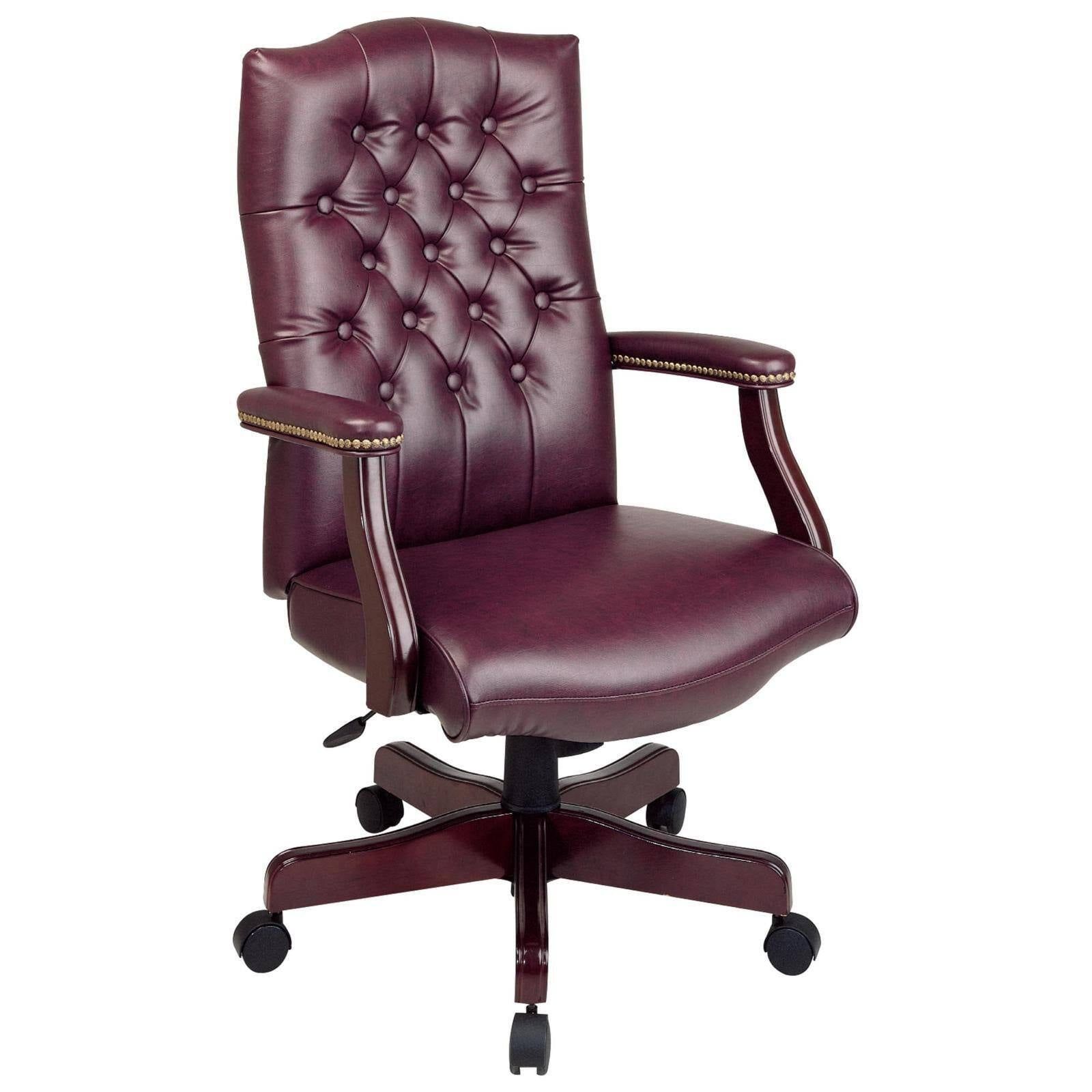 Elegant Oxblood Red Vinyl High-Back Executive Swivel Chair