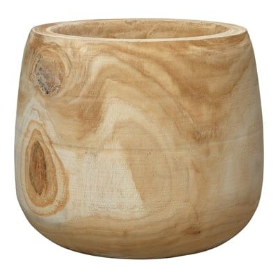 Hand-Carved Natural Wood Decorative Table Vase