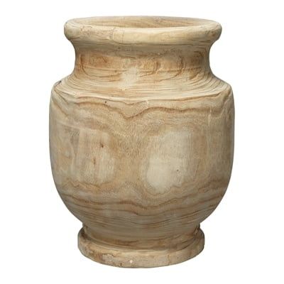 Rustic Light Wood Urn-Shaped Decorative Floor Vase