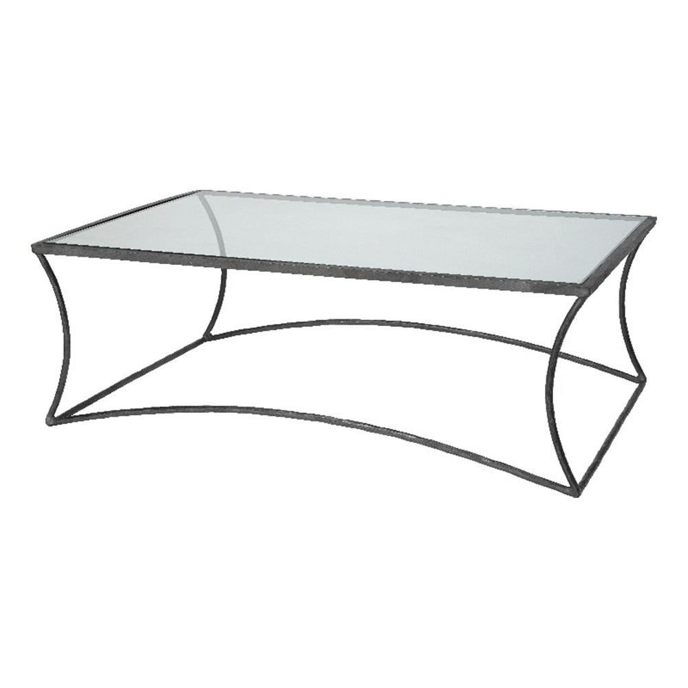 Kai Rectangular Black Metal and Glass Coffee Table