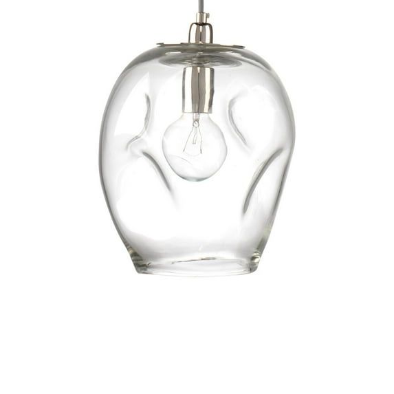 Clear Glass Nickel 1-Light Pendant with Adjustable Cord