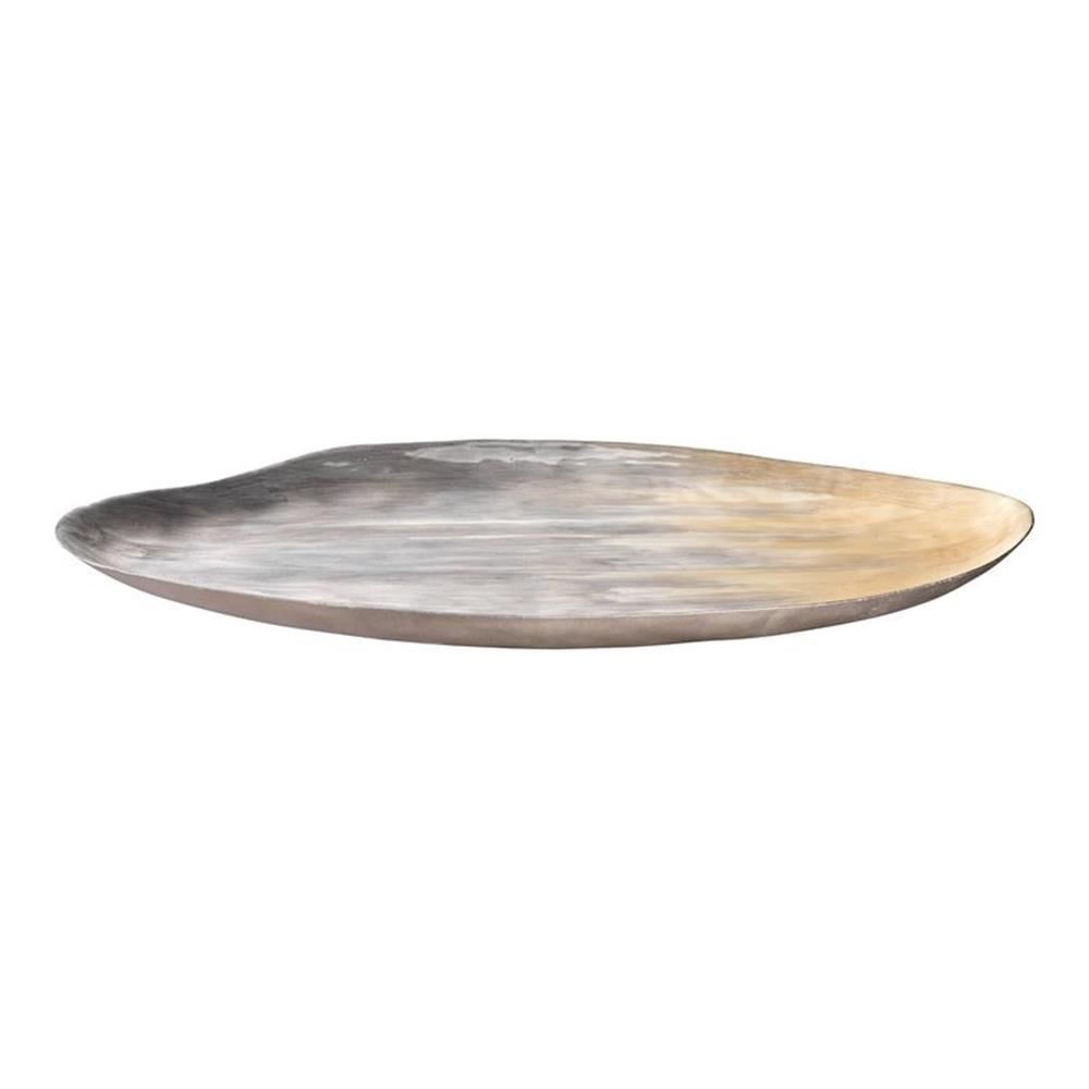 Gray Enamel Oval Metal Decorative Tray