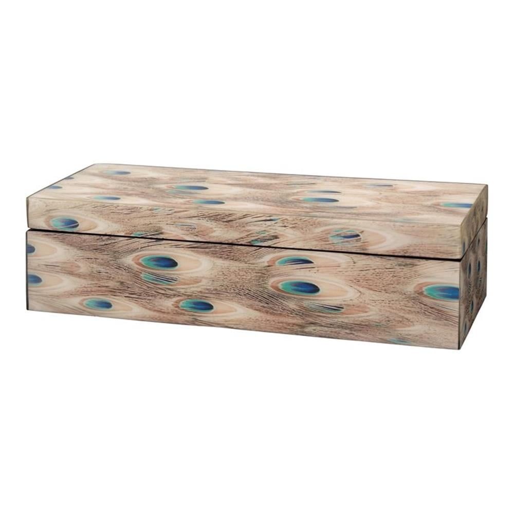 Handmade Peacock Patterned Wooden Lidded Storage Box