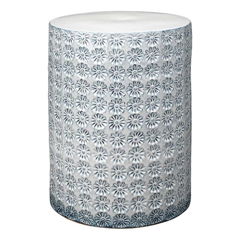 Blue and White Ceramic Round Side Table