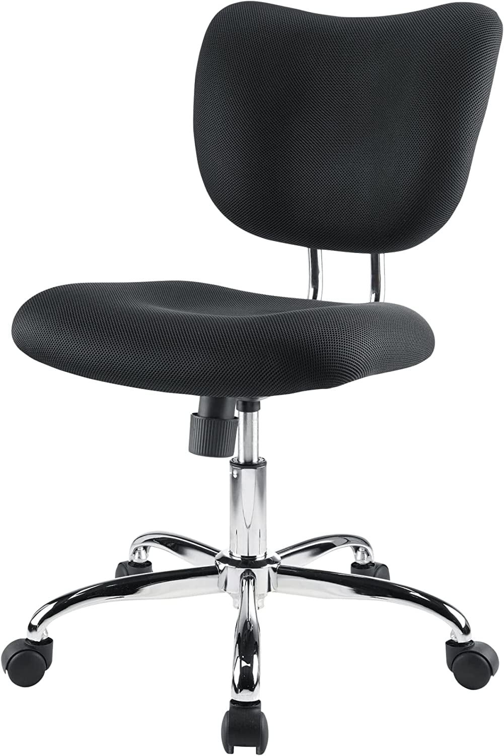 Jancy Black Mesh Low-Back Swivel Task Chair with Wood Frame