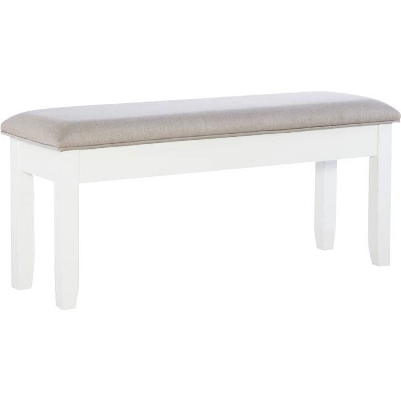 Smokey White Farmhouse Dining Bench with Birch Silver Cushion