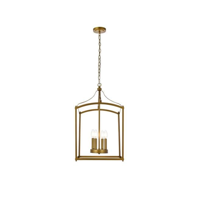 Janet Midcentury Modern Brass 4-Light Indoor/Outdoor Pendant