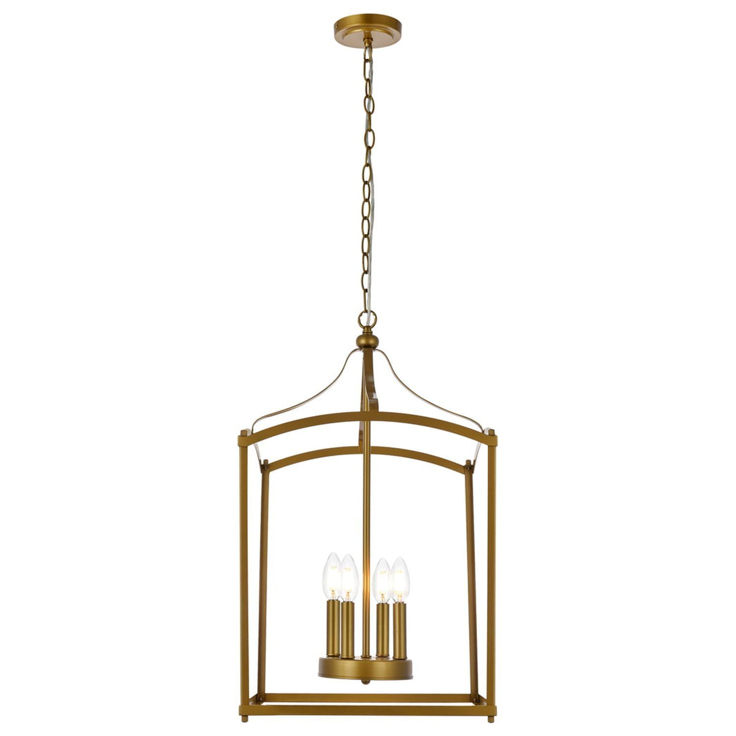 Janet Midcentury Modern Brass 4-Light Indoor/Outdoor Pendant