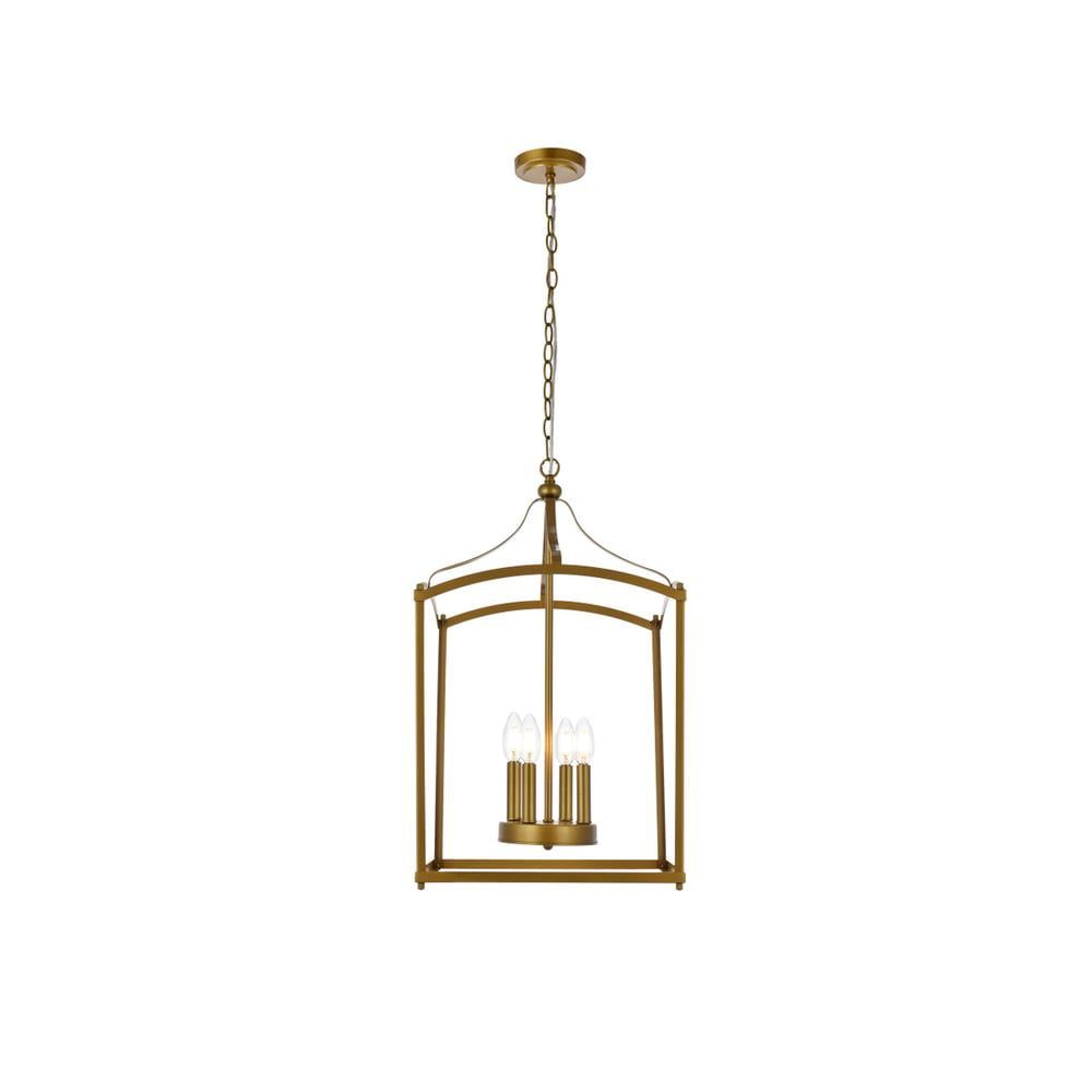 Janet Midcentury Modern Brass 4-Light Indoor/Outdoor Pendant