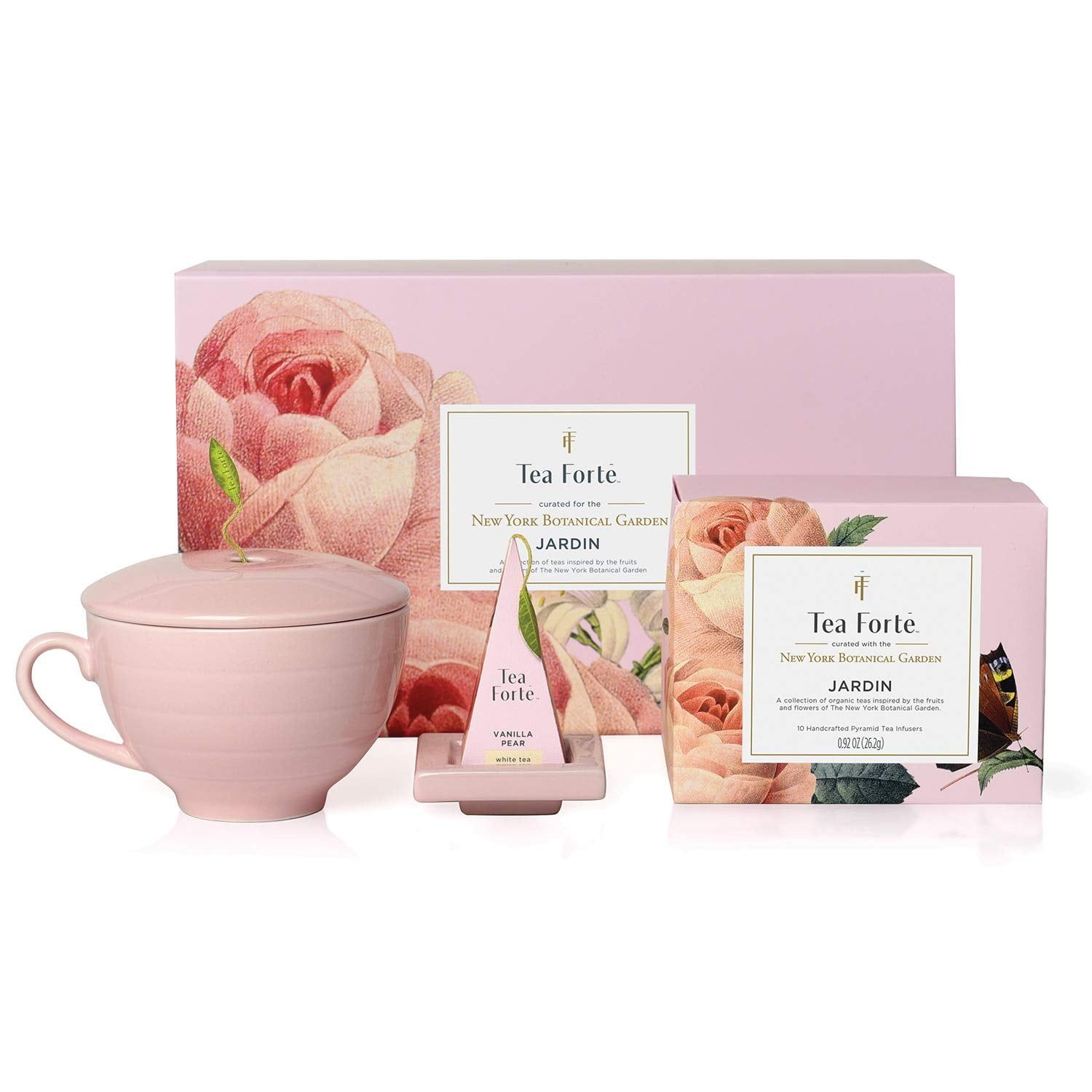 Jardin Pink Porcelain Tea Gift Set with Organic Blends